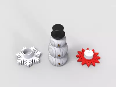 Winter-Themed Decorative Candle Holders  3D print model