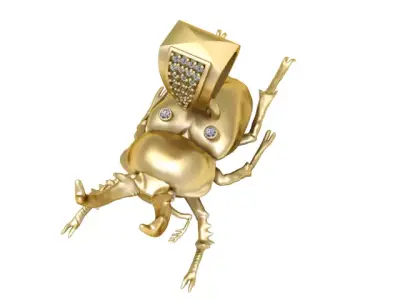 Golden Beetle Armor PendantLuxury Insect Jewelry 3D Model  3D print model