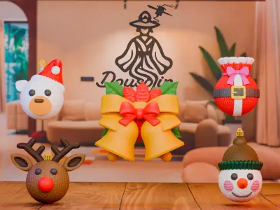 Knitted Christmas Ornaments Pack  5 Models  Free 3D print model