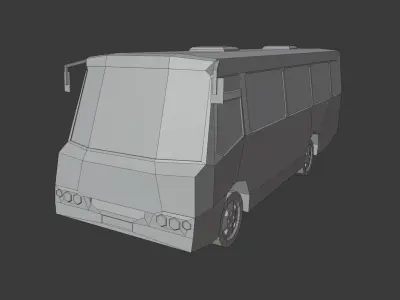Minibus bus Low-poly 3D model