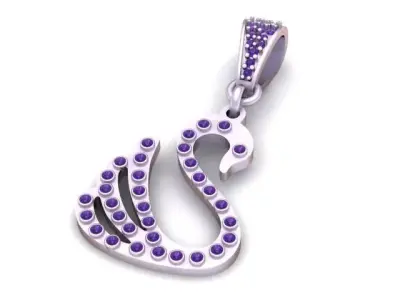 Swan Pendant  Elegant Diamond Studded 3D Printable Jewelry 3D print model