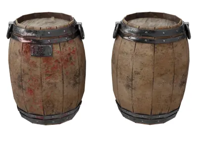 Low-Poly Pirate Barrel Game-Ready Low-poly 3D model