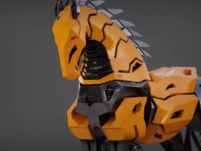 Sci-Fi mech horse   Low-poly 3D model