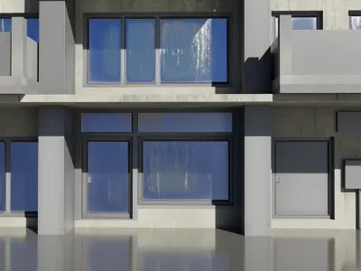 Apartment block with balcony dirty Low-poly 3D model