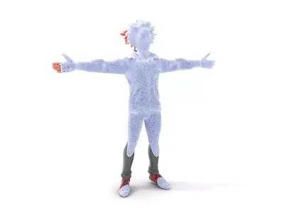 Character Model Pack Animated Figure with Red Hair Low-poly 3D model