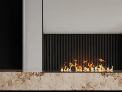 Decorated wall with fireplace - 3 3D model