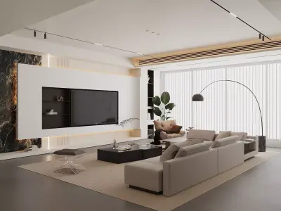 Light luxury living room 3D model purchase
