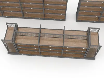 3D various market stands model Low-poly 3D model