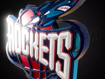 Houston Rockets logo - Cinematic - 3D print 3D model