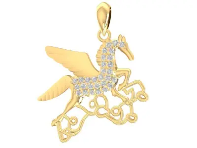 Fantasy Pegasus Diamond Pendant Jewelry 3D Model 2789 3D print model