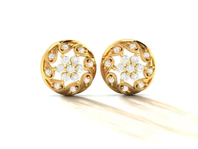 Studs Earrings for Women 3dm STL FBX OBJ Render Details 3D print model