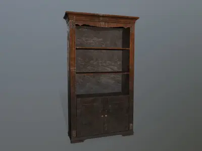 Cupboard 4 wooden cabinet in style of late century Low-poly 3D model