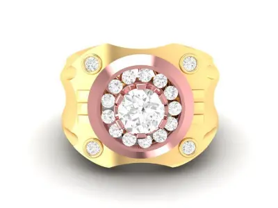 Luxury Round Cluster Signet Ring for Men  174 3D print model