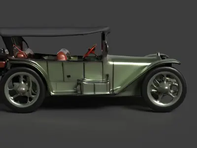 Green vintage  car figure  Low-poly 3D model