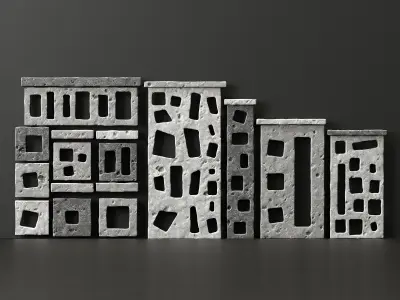 Stone building facade n1 3D model