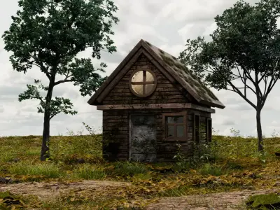 lonely house in a field 3D model