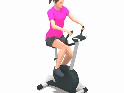 Bicycle  Exercise Woman Animation Low-poly 3D model