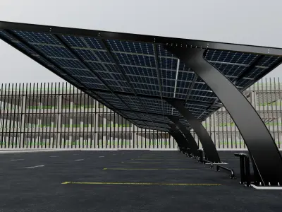 10 Cars L Type Modern Solar Carport 3D model