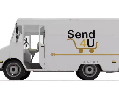 American Mail Truck Low-poly 3D model