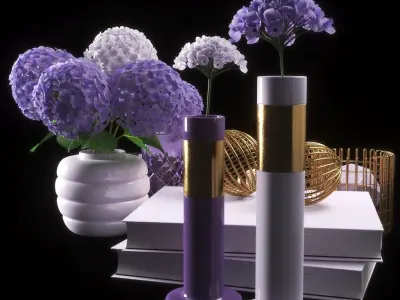 set734 hydrangeas and candles 3D model