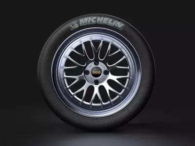 BBS LM198 17x7 4x100 and Michelin 235-40 R17 Racing Slik Low-poly 3D model