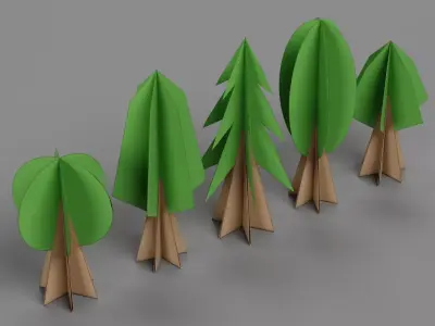 Paper Trees Low-poly 3D model