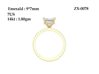 Emerald-Solitaire-Ring 3D print model