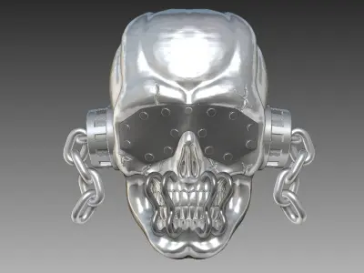 Skull in headphones ring 3D print model