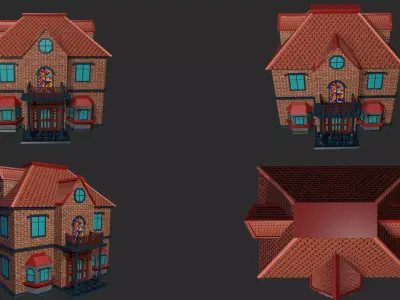 3D Stylized House Model for Game and Animation Low-poly 3D model