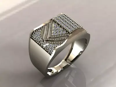 Gents Rings Diamond Men Ring STL 3DM 3D ready print model 3D print model