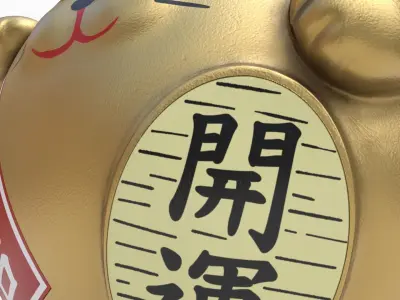 Fortune cat Low-poly 3D model