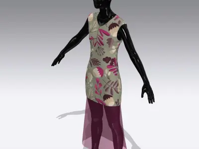 Female Cloth Dress Low-poly 3D model