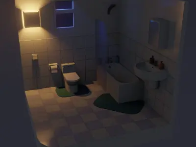 Bathroom Stylized Lowpoly with Unity package Free low-poly 3D model