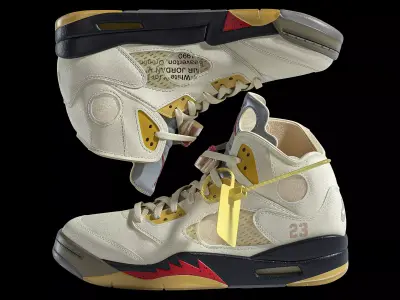 Off White Nike Jordan 5 White Low-poly 3D model