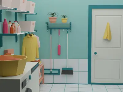 Laundry Room 10 Low-poly 3D model