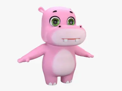 Cartoon Hippo Low-poly 3D model buy