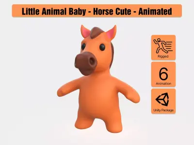 Little animal baby - Horse cute - Animated Low-poly 3D model