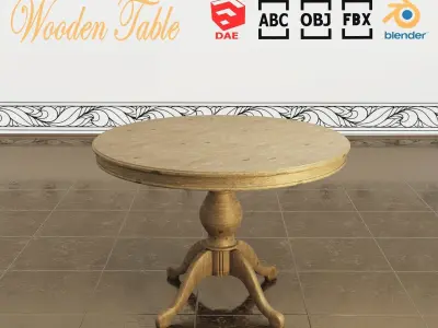  Wooden table 2 Low-poly 3D model