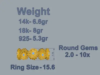 Flower Ring 3D print model 9