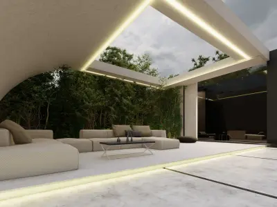 Modern Minimalist Outdoor Lounge Scene  3D model