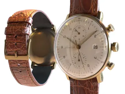 Minimalist Watch 1 - Chronoscope - White Dial x Gold Case Low-poly 3D model