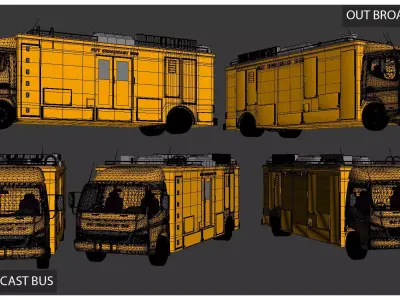 Out Broadcasting Bus Low-poly 3D model