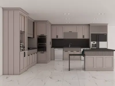 Neoclassical Kitchen Cabinet   High Quality PBR  FBX OBJ  UV  Low-poly 3D model