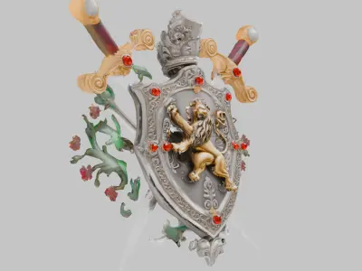 Regal Lion Crest Low-poly 3D model