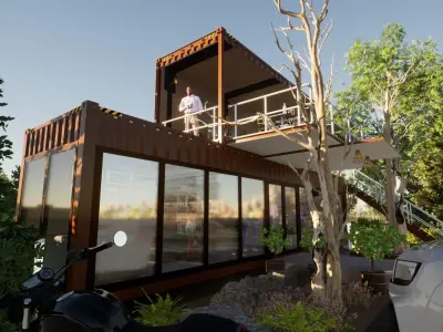 Shipping Container Restaurant 3D model