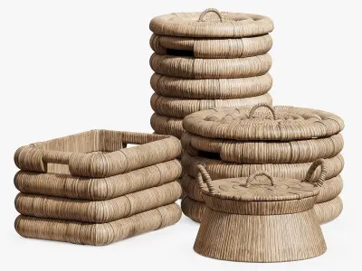 Decorative set of four baskets 3D model