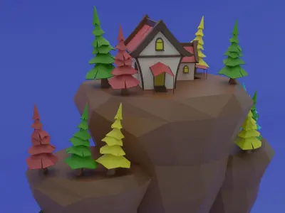 Island House Low-poly 3D model