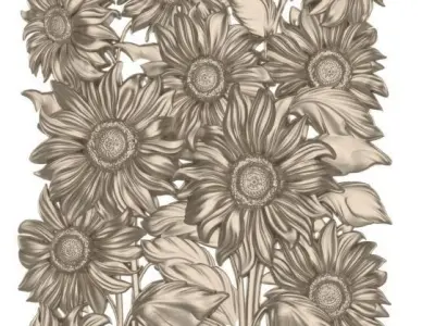 beautiful relief sunflowers 3D model