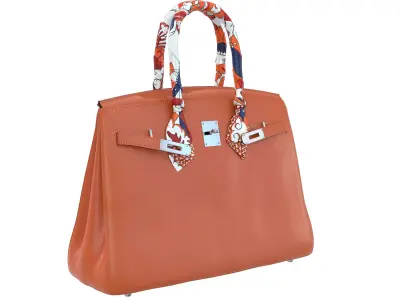 Hermes Birkin Orange Bag with accessories Low-poly 3D model