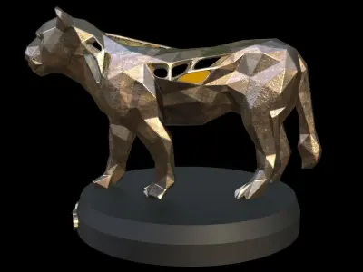 Steampunk Lioness Pose Low-poly 3D model